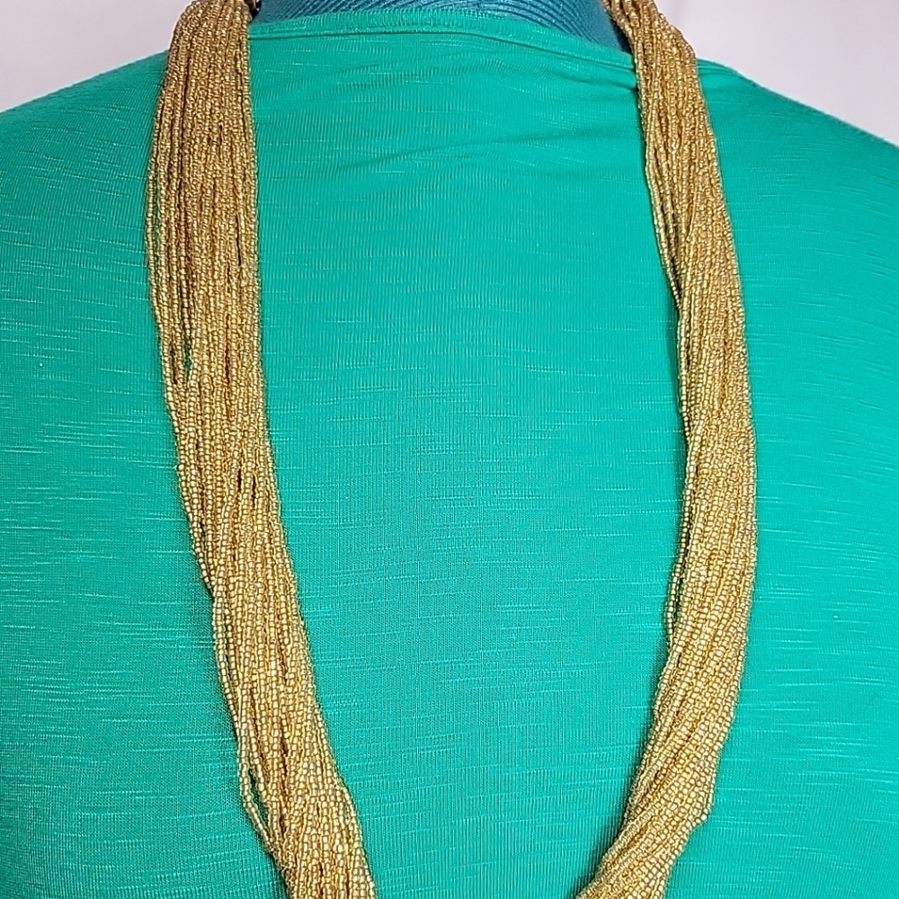 Fossil Gold Multi-Strand Beaded Necklace